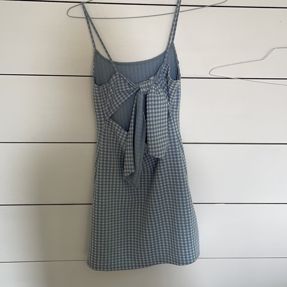 Blue and white bodycon gingham dress - Picture 3 of 3